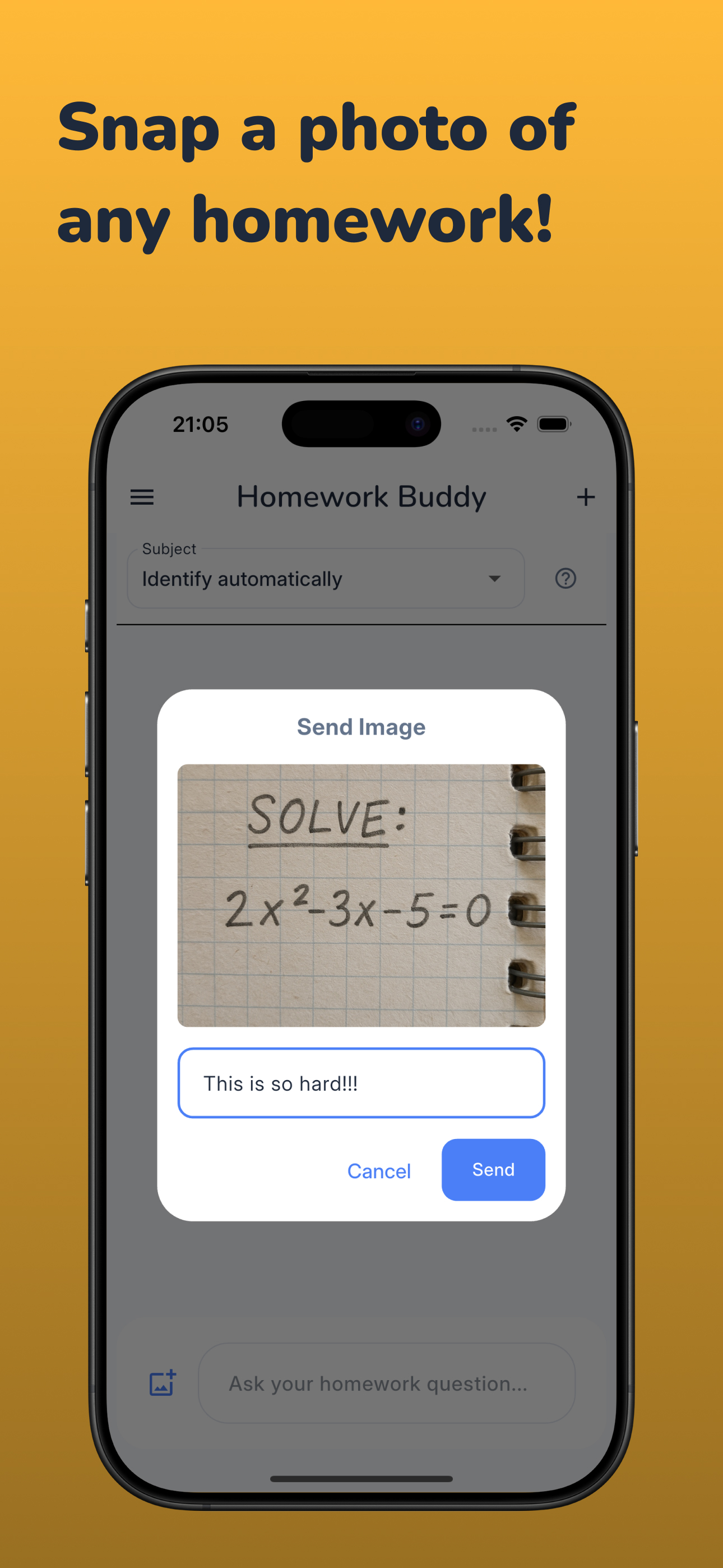 Screenshot: Snap a photo to get help